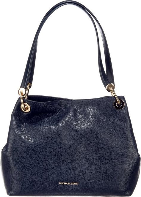 witte michael kors handtas raven lg shldr tote|Raven Large Leather Shoulder Bag .